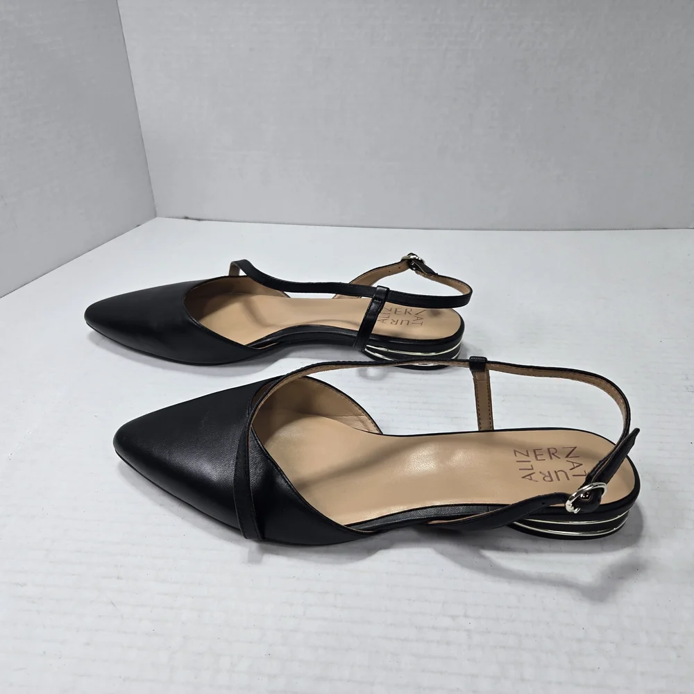Naturalizer Hawaii Sling-back Black Ballet Flats With Poined Toe Size 9 Wide